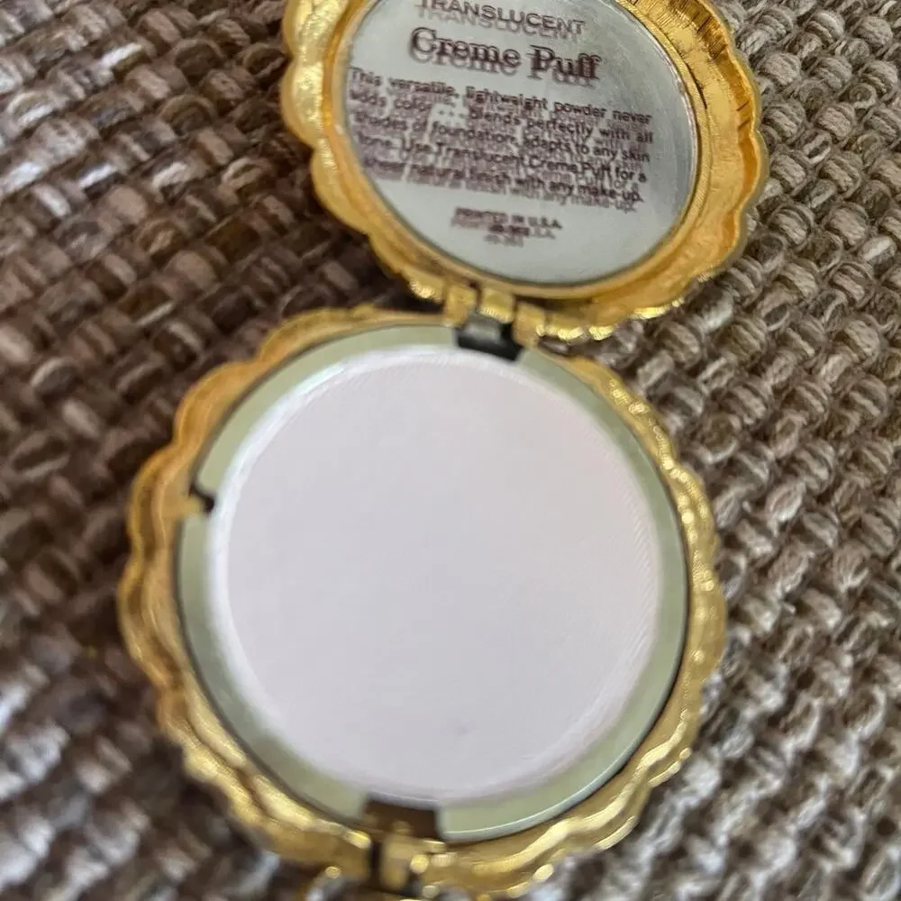 Vintage Max Factor gold Compact face powder pendant